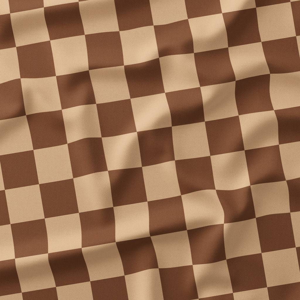 Check Brown and Beige fabric