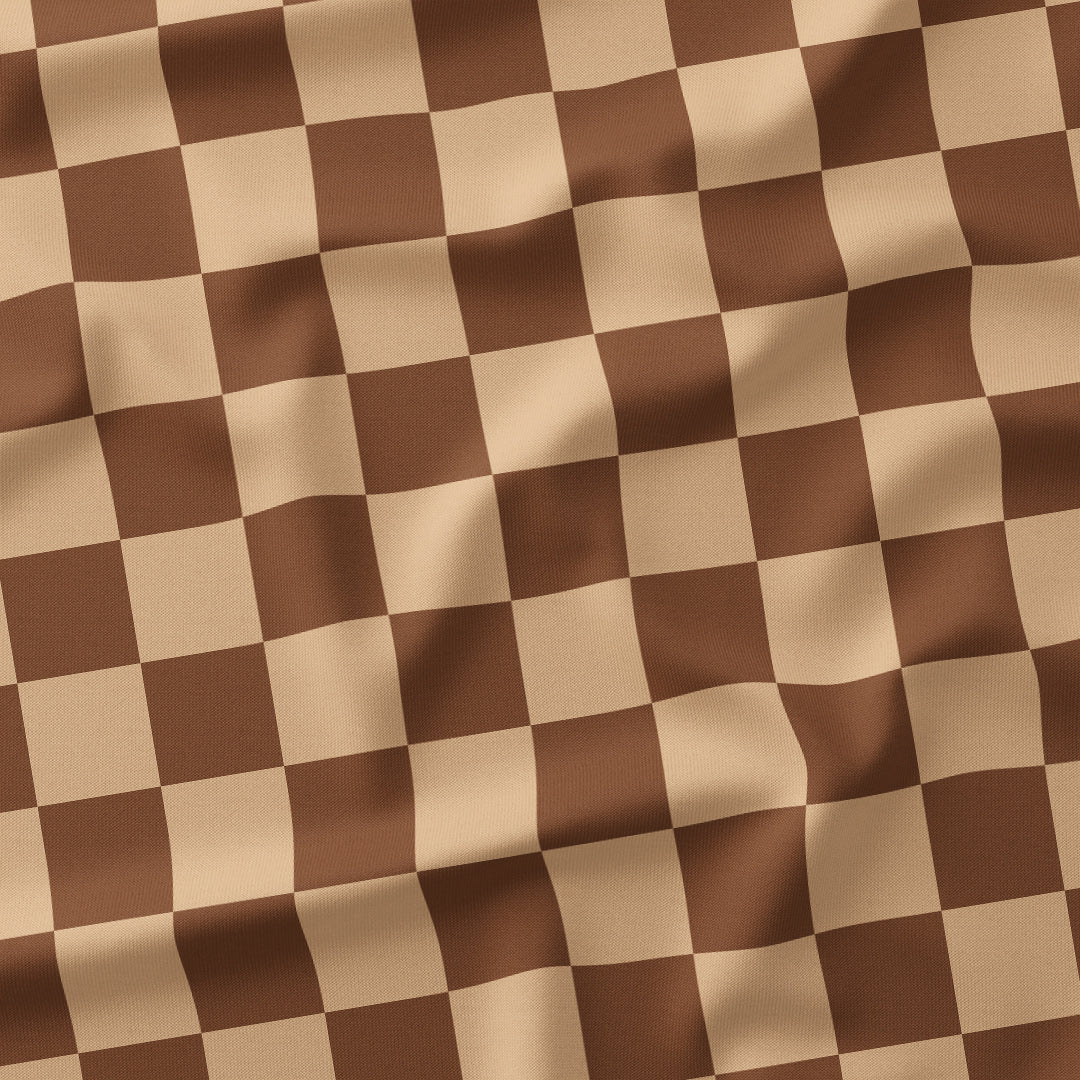 Check Brown and Beige fabric