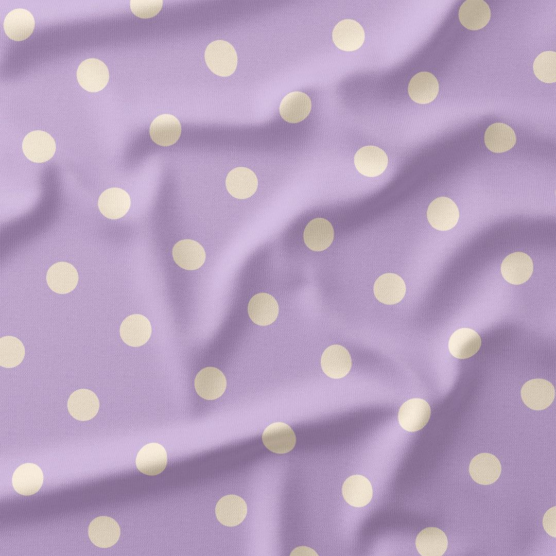 Polka Dot Cream and Lilac fabric