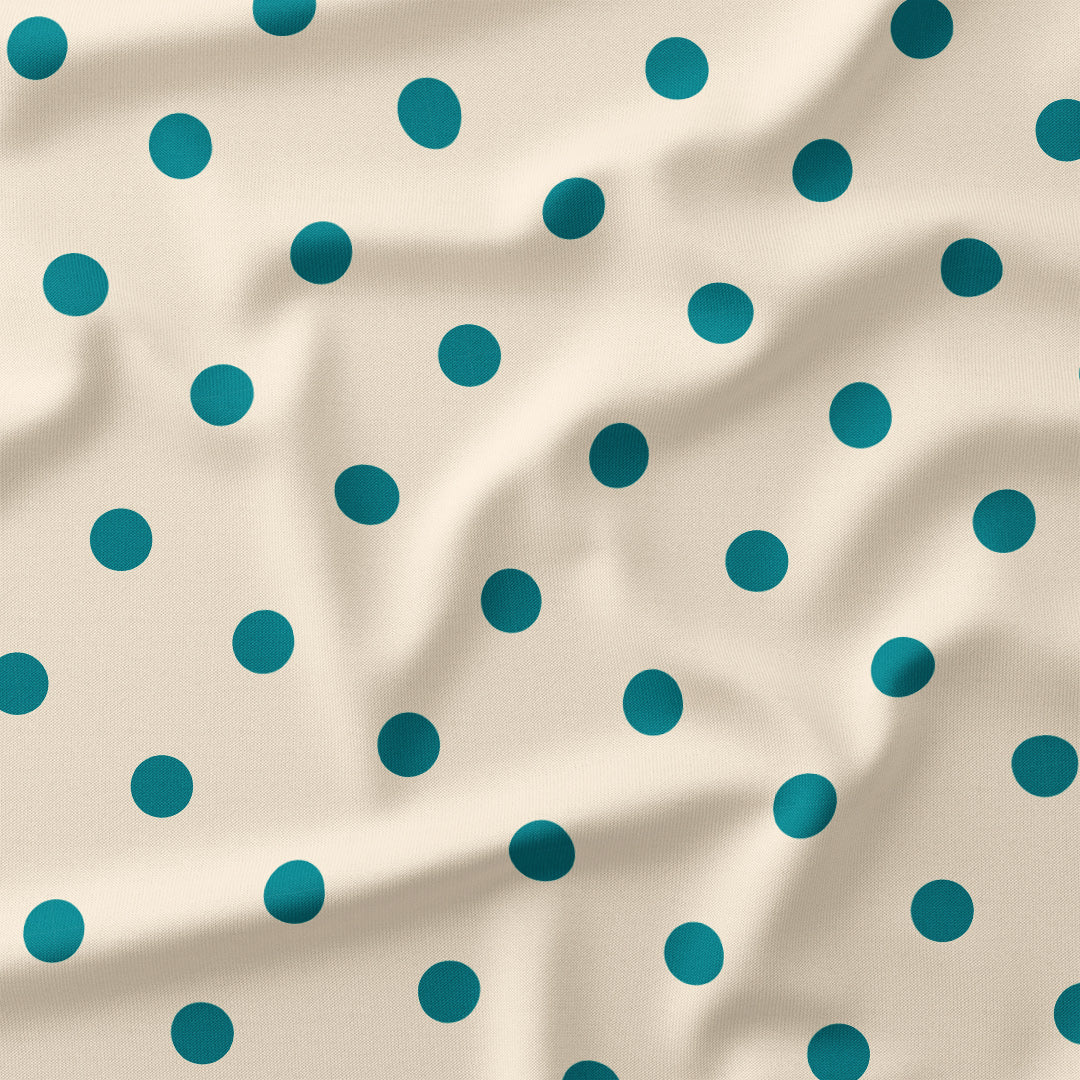 Polka Dot Dark Teal and Cream fabric