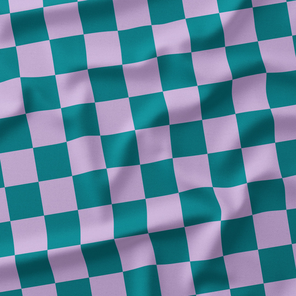 Check Lilac and Teal fabric