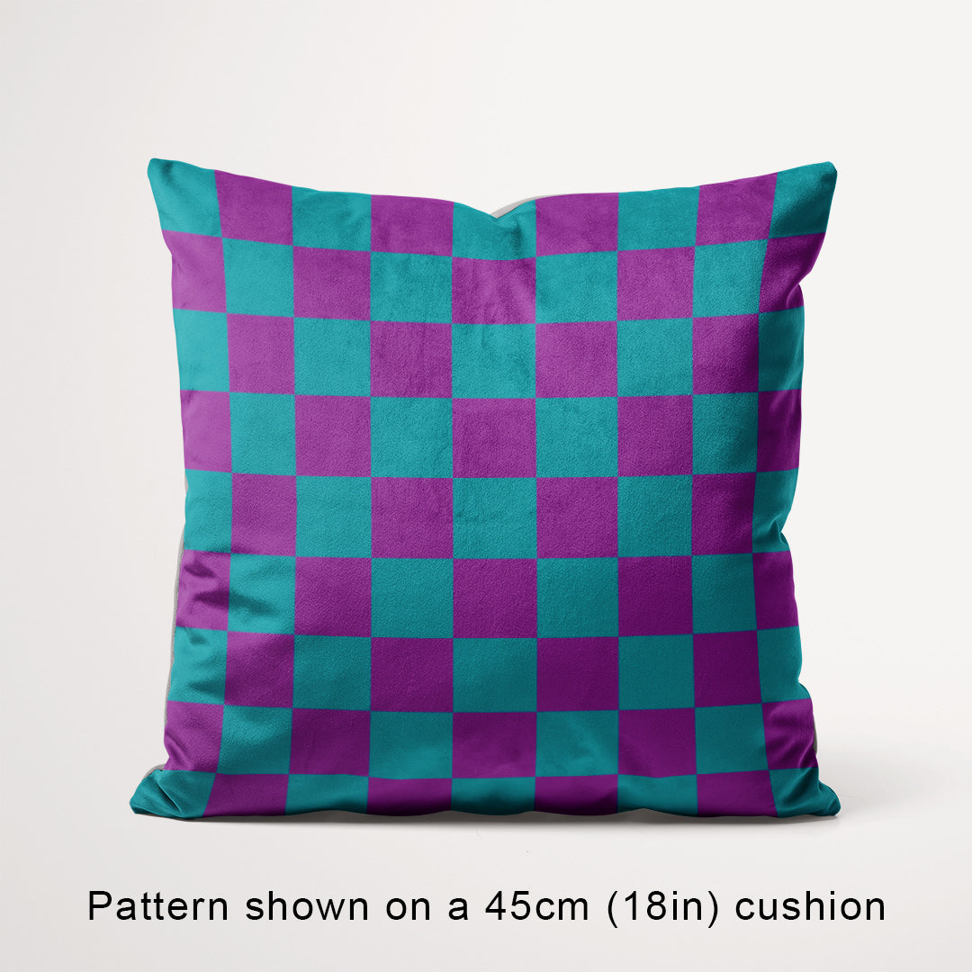 Check Purple and Teal fabric, 45cm view