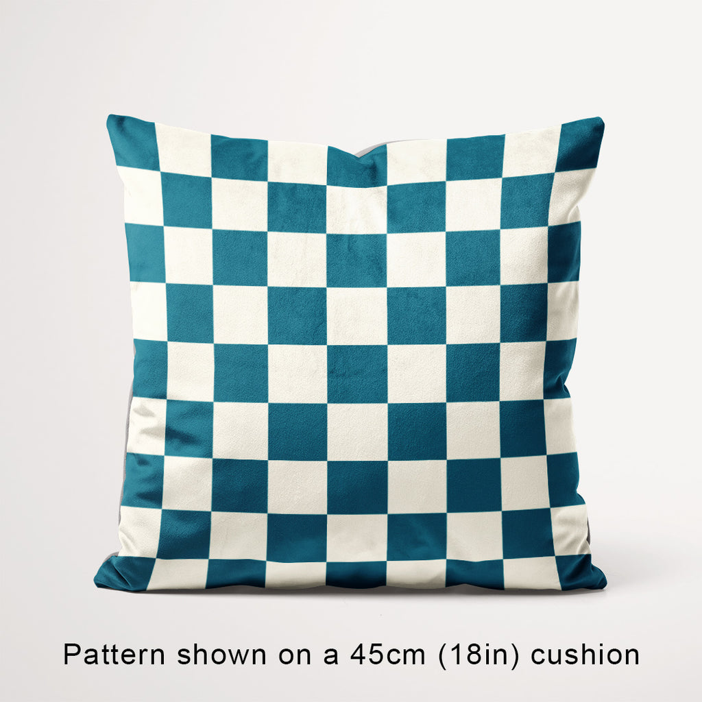 Check Teal and Cream fabric, 45cm view