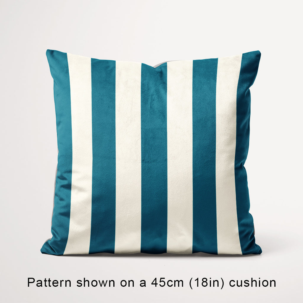 Stripe Teal and Cream fabric, 45cm view
