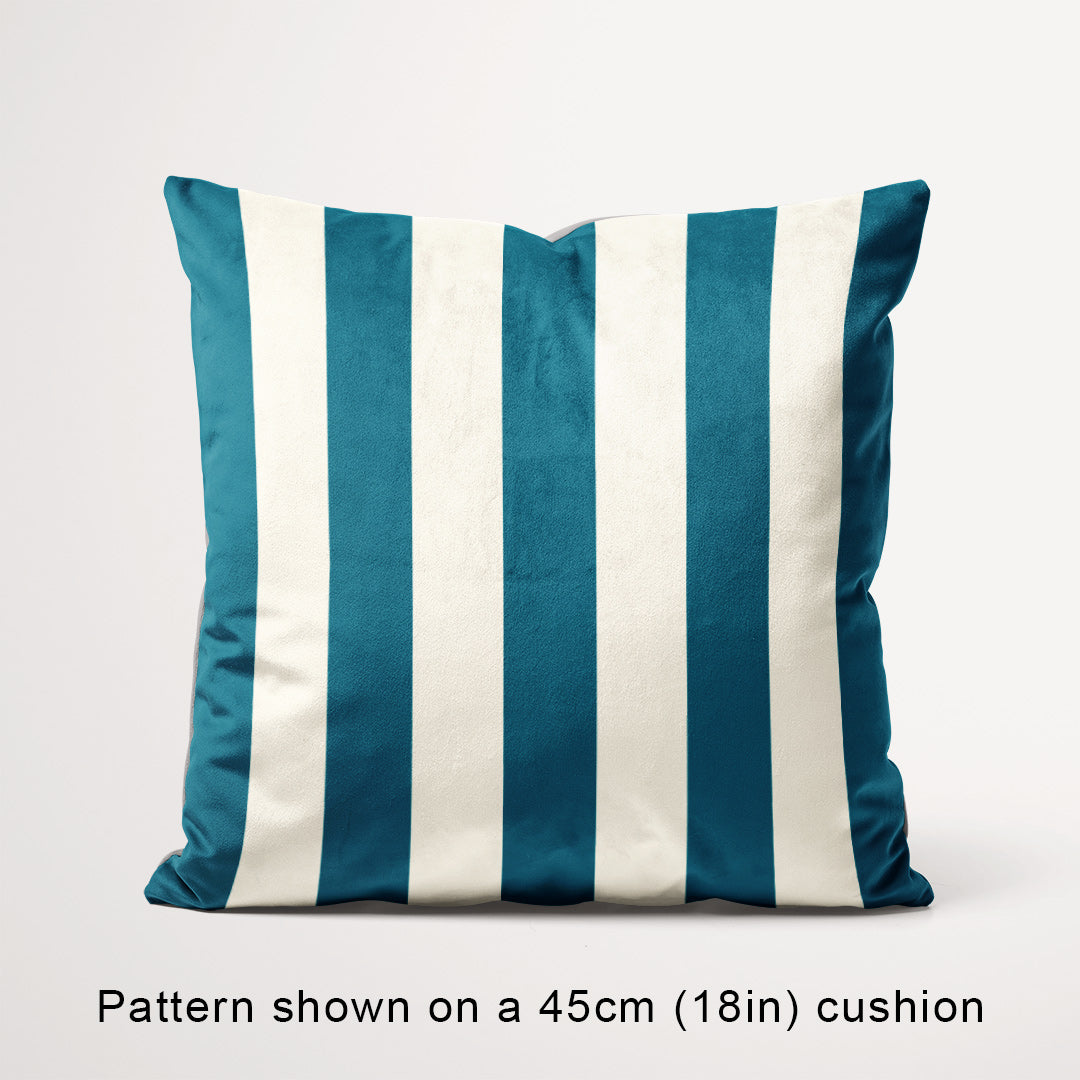Stripe Teal and Cream fabric, 45cm view