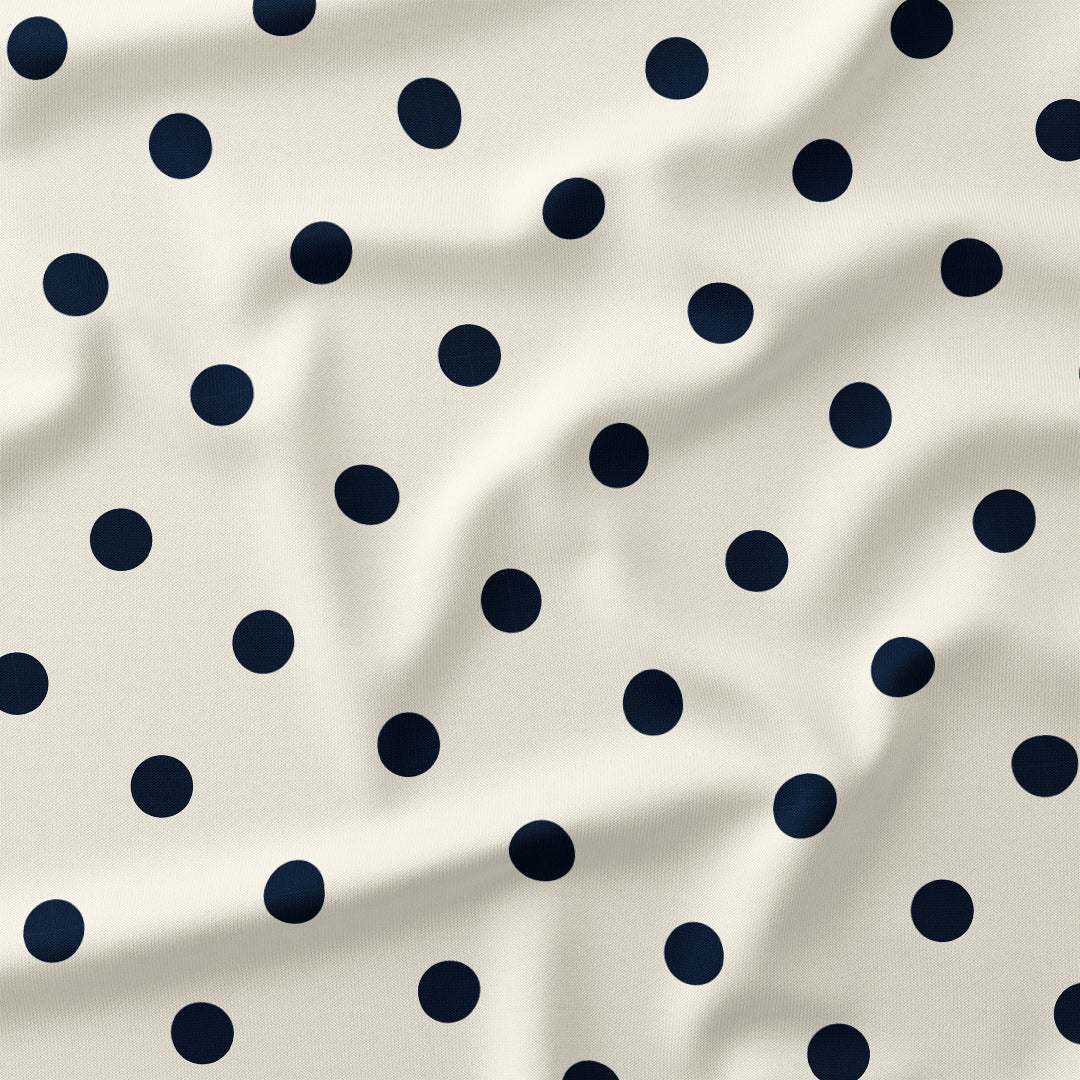 Polka Dot Navy and Cream fabric