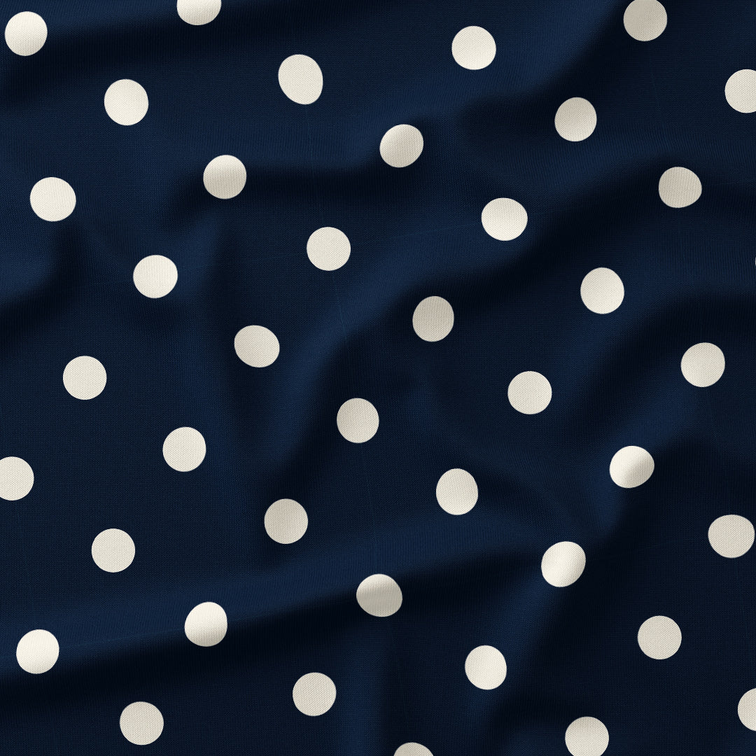 Polka Dot Cream and Navy fabric