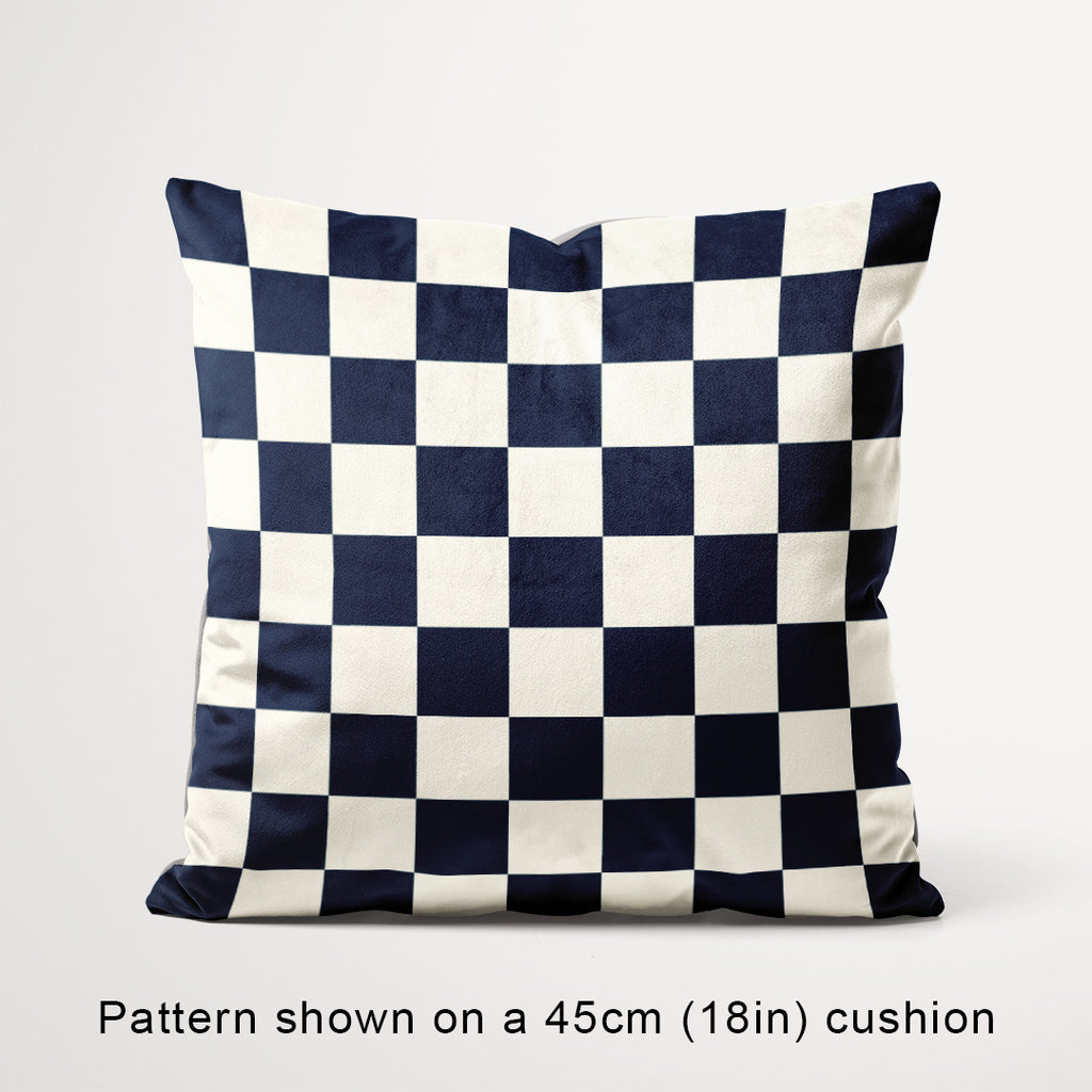 Check Navy and Cream fabric, 45cm view