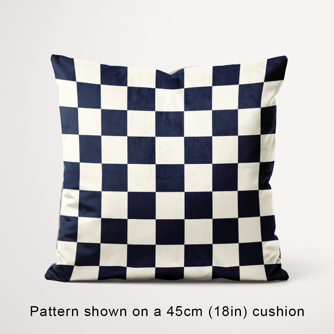 Check Navy and Cream fabric, 45cm view