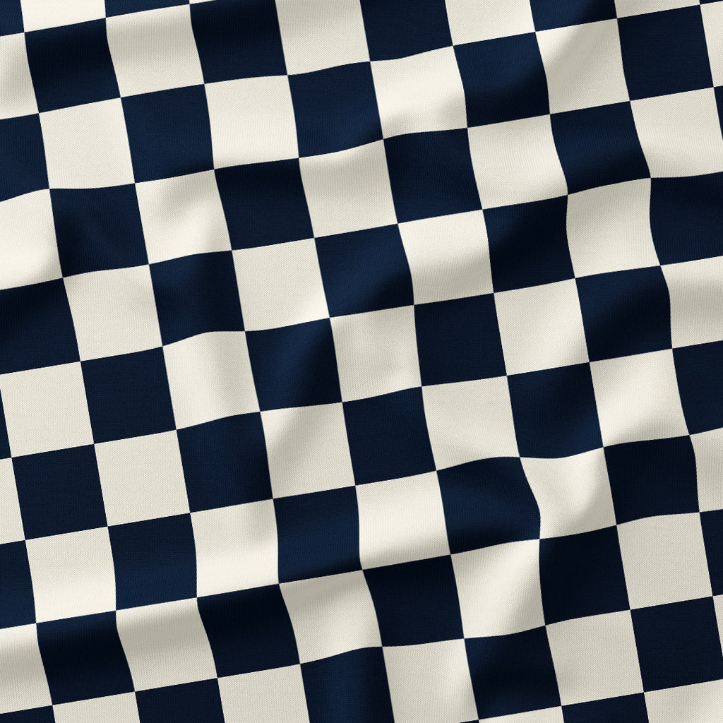 Check Navy and Cream fabric