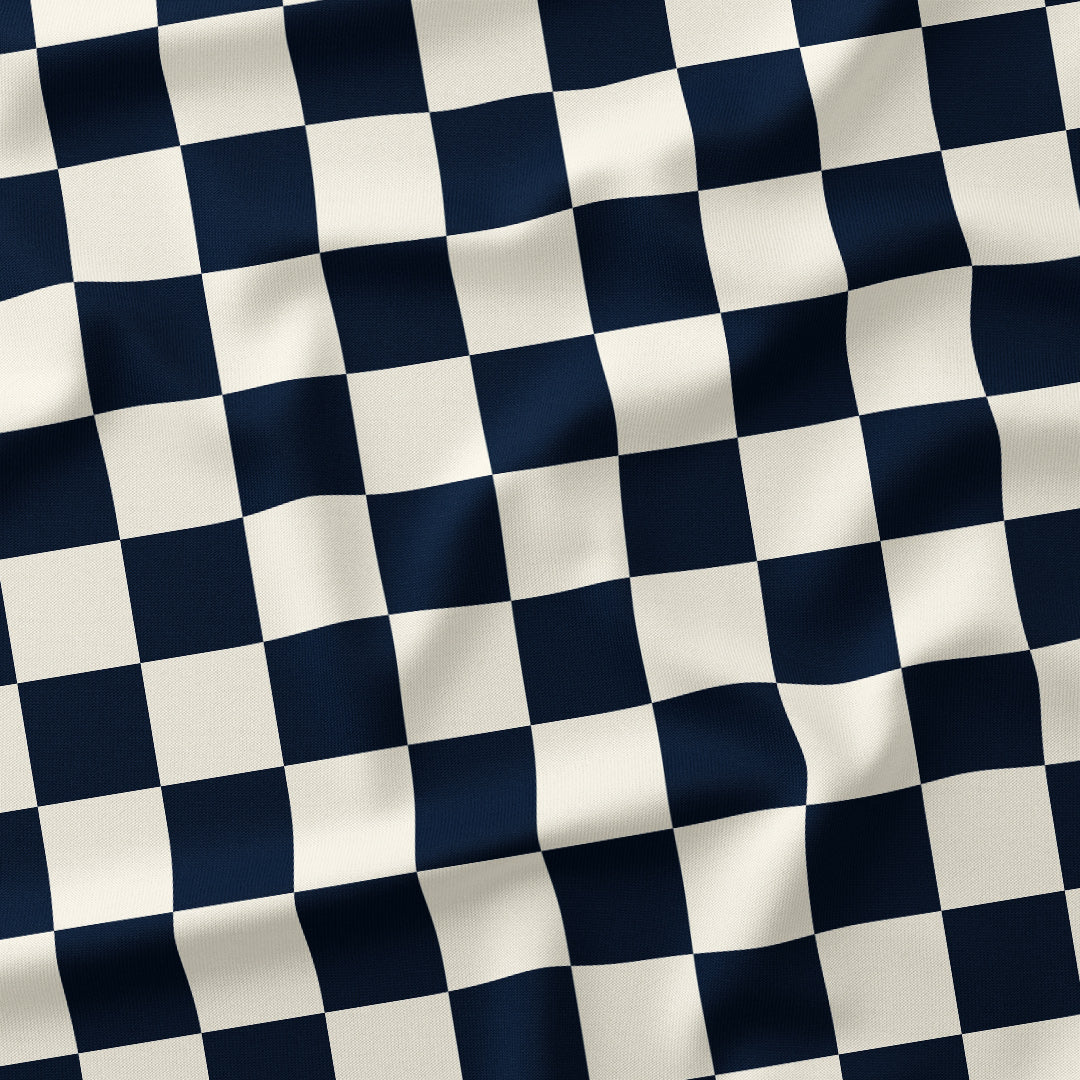 Check Navy and Cream fabric