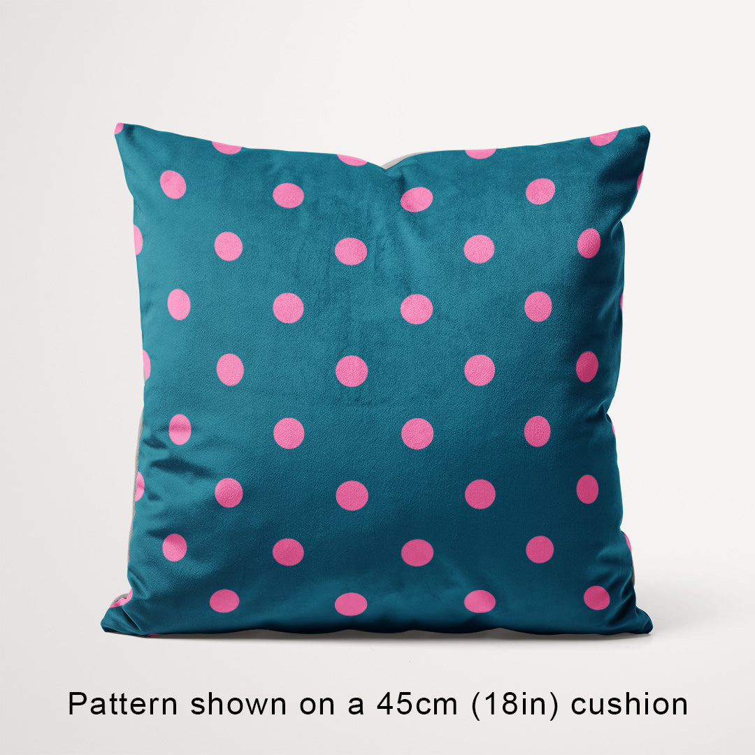 Polka Dot Pink and Dark Teal fabric, 45cm view
