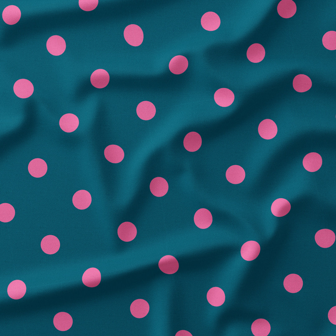 Polka Dot Pink and Dark Teal fabric