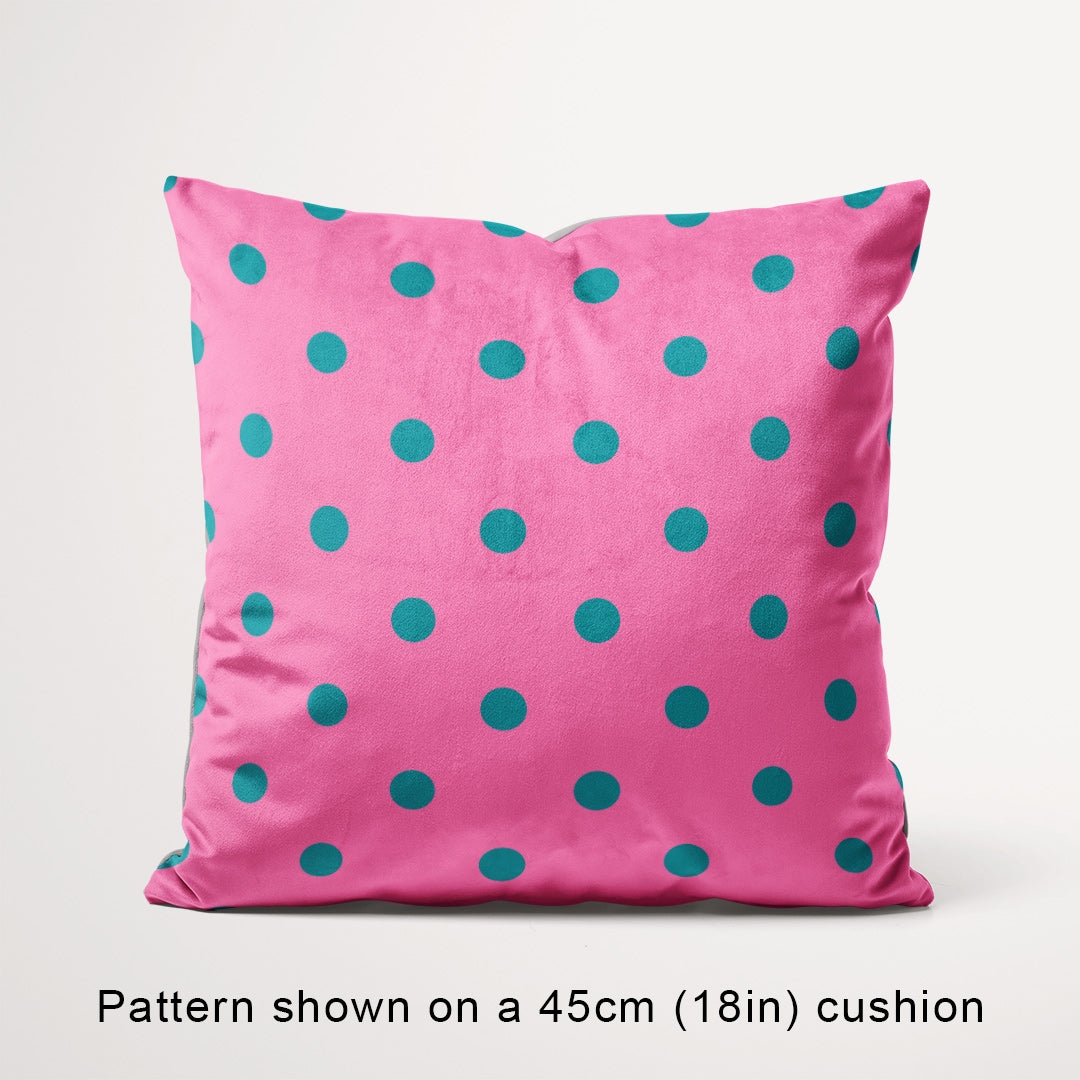 Polka Dot Teal and Pink fabric, 45cm view