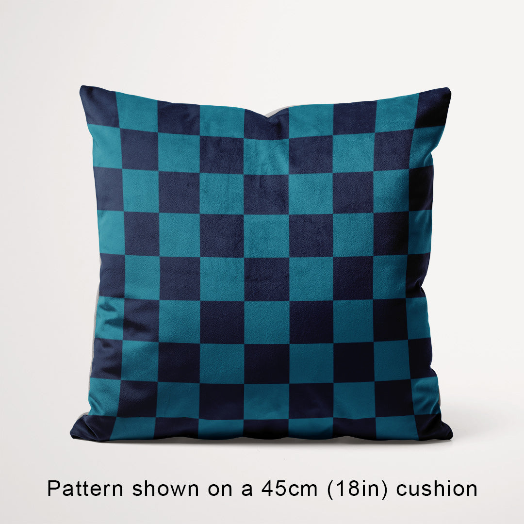 Check Navy and Dark Teal fabric, 45cm view