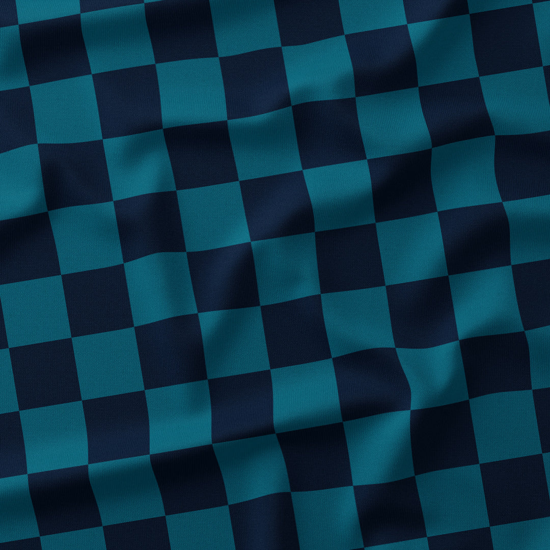 Check Navy and Dark Teal fabric