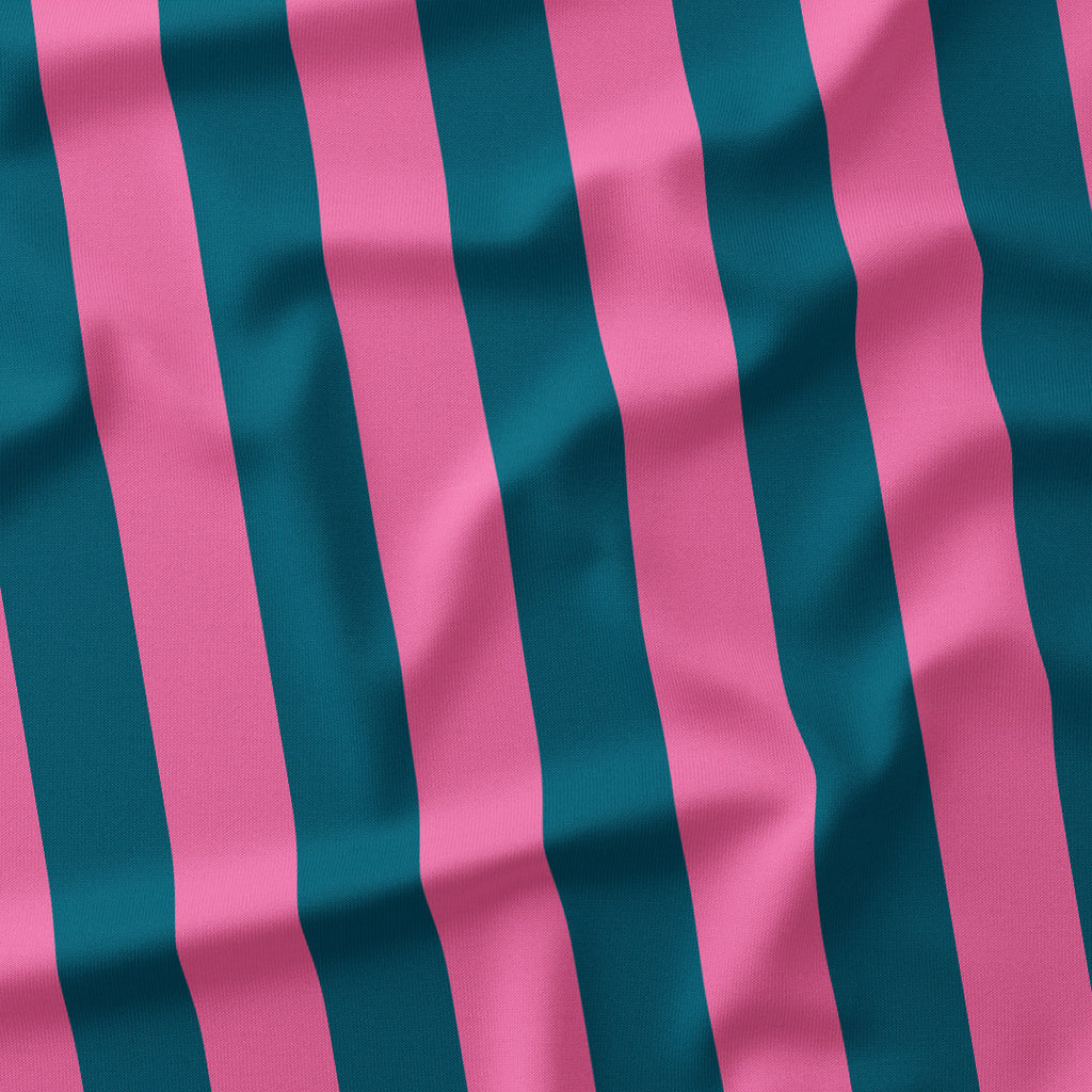 Stripe Pink and Dark Teal fabric