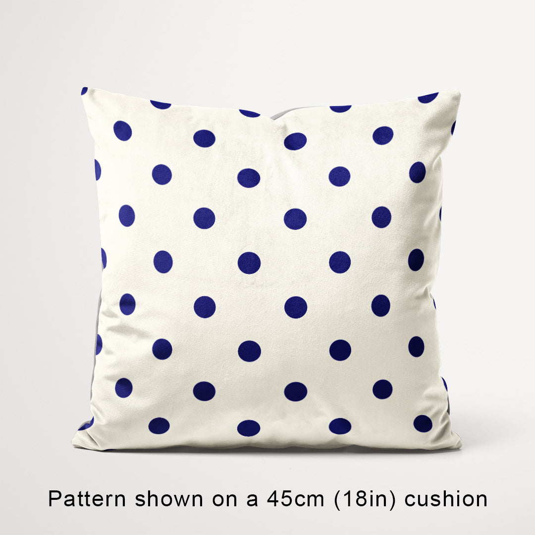 Polka Dot Dark Blue and Cream fabric, 45cm view