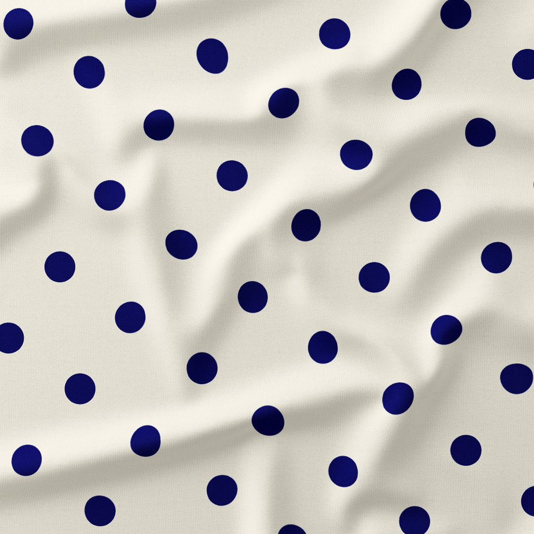 Polka Dot Dark Blue and Cream fabric