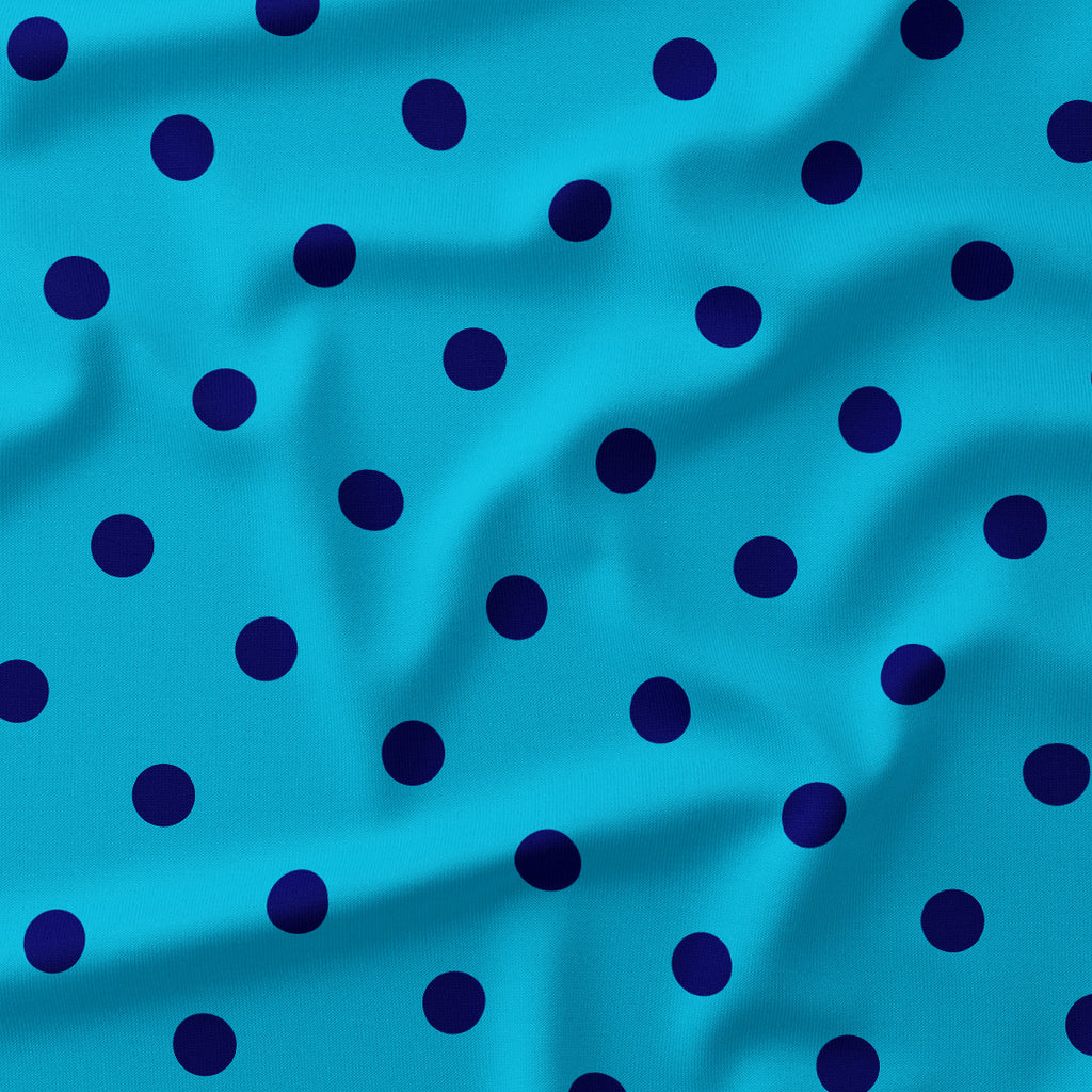 Polka Dot Dark Blue and Aqua fabric