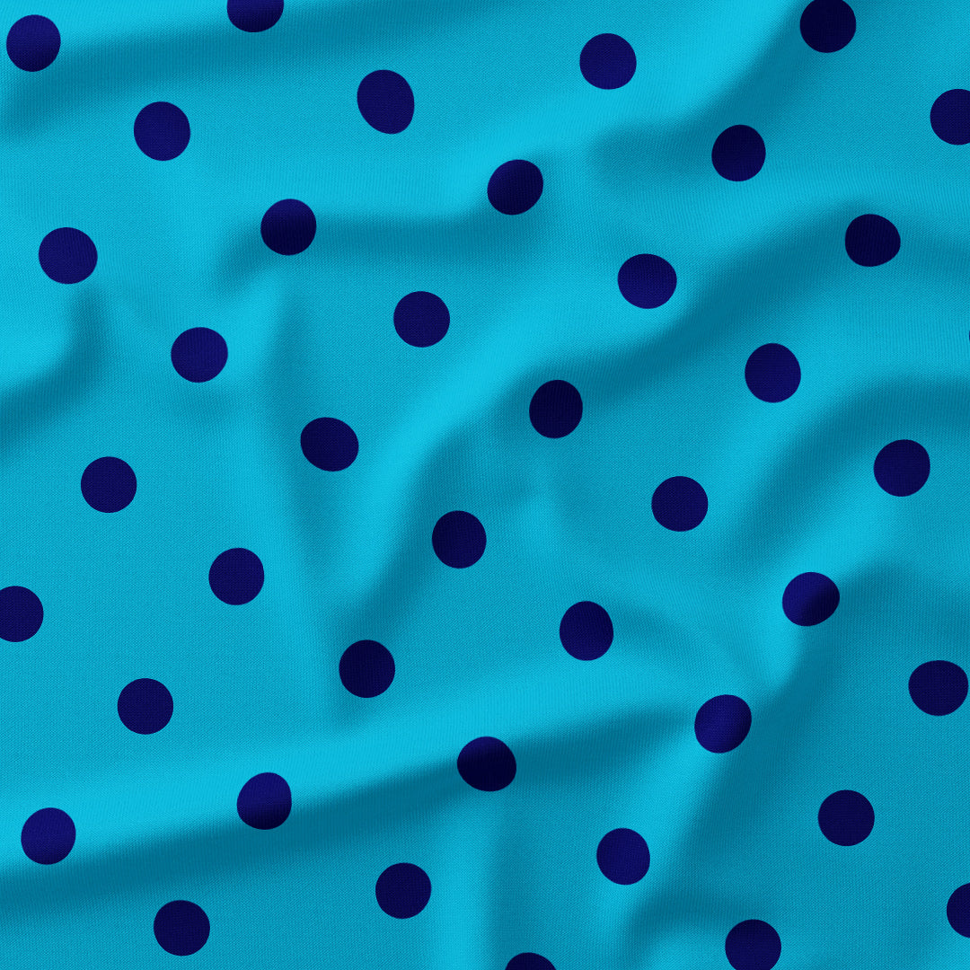 Polka Dot Dark Blue and Aqua fabric