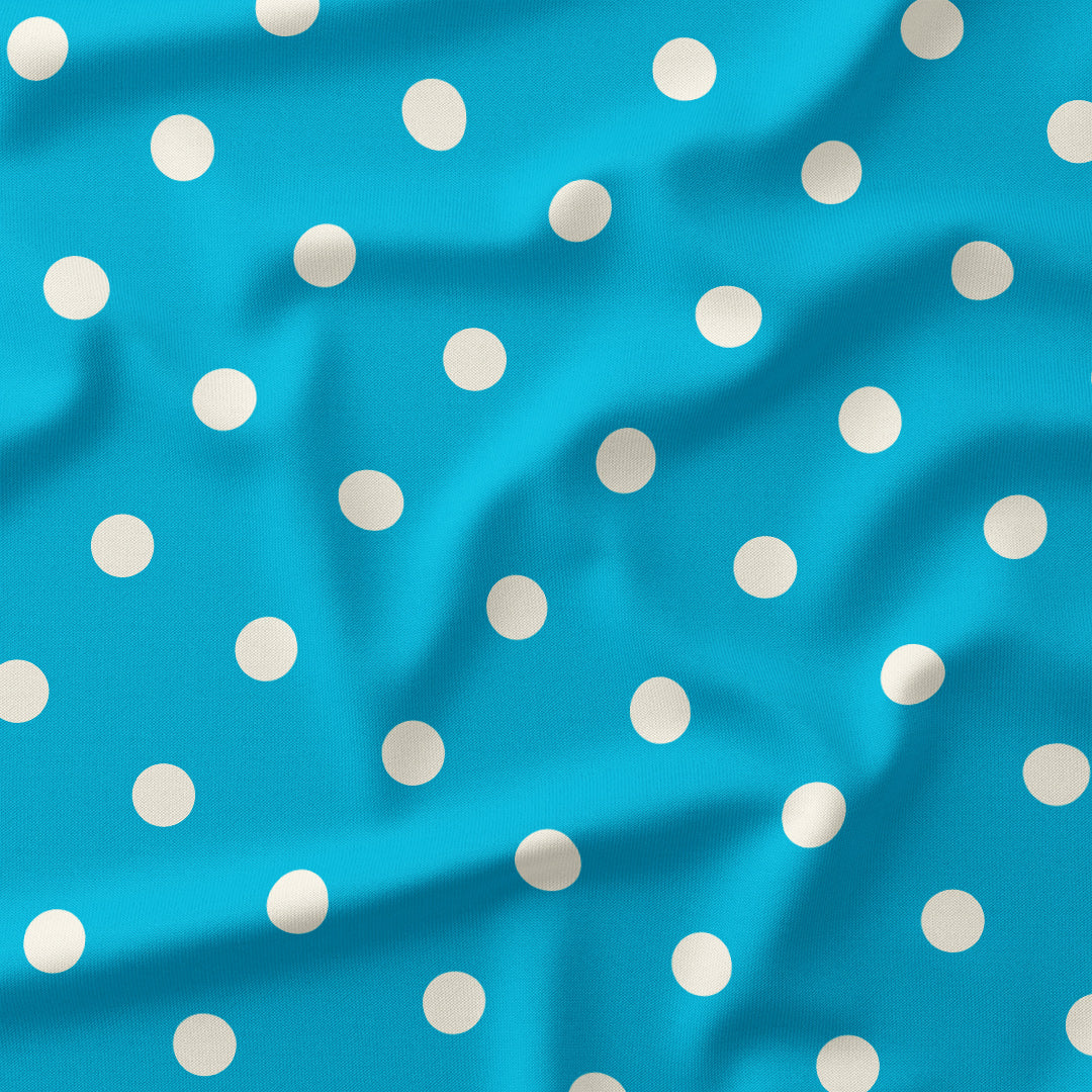 Polka Dot Cream and Aqua fabric