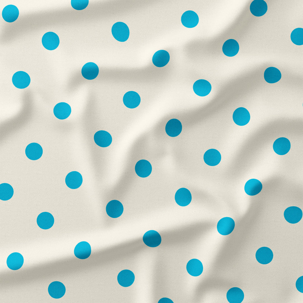 Polka Dot 1in Aqua and Cream Fabric