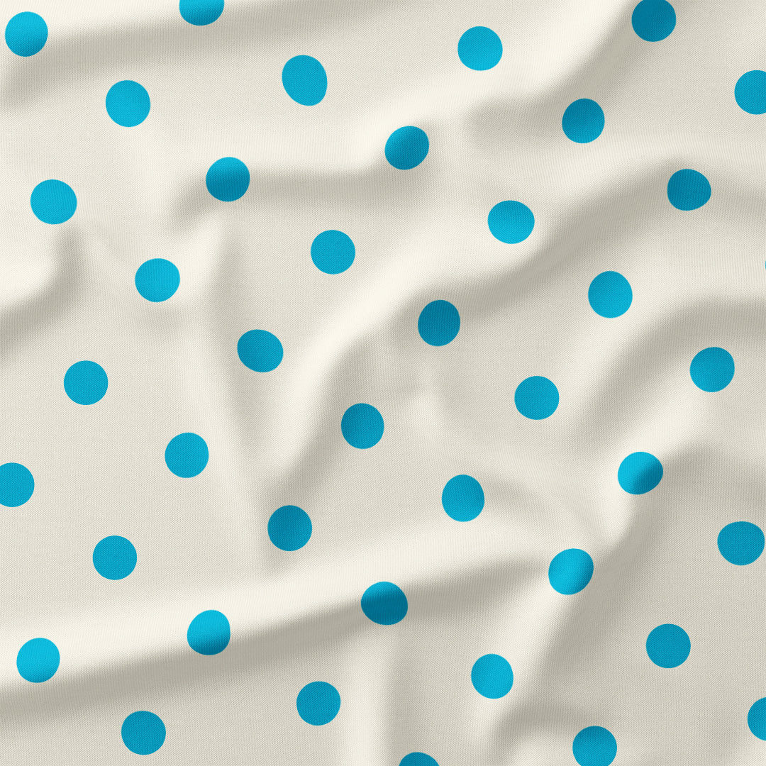 Polka Dot 1in Aqua and Cream Fabric