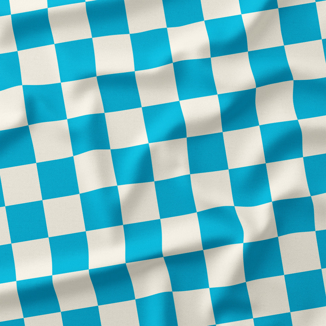 Check 2in Aqua and Cream Fabric