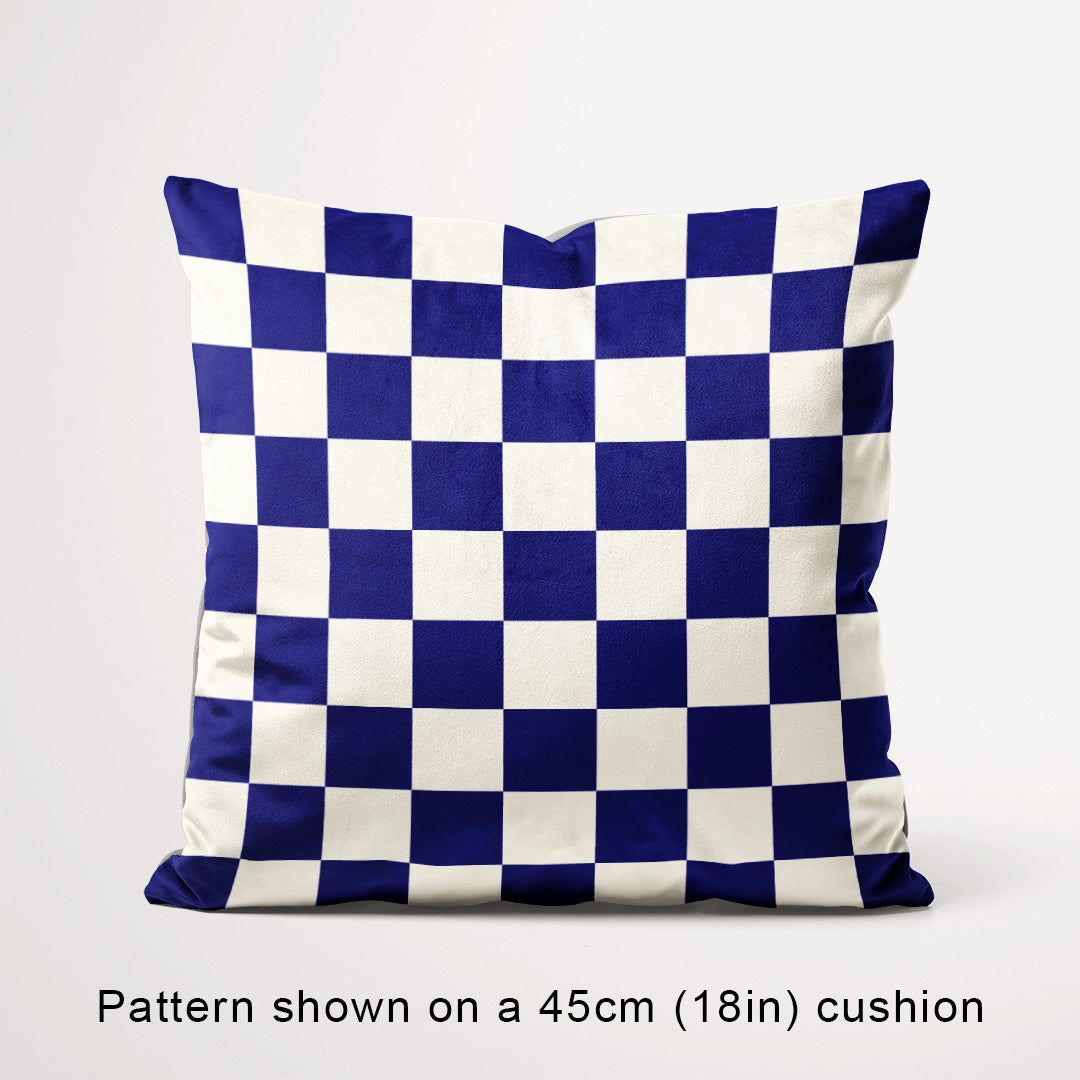 Check 2in Dark Blue and Cream Fabric