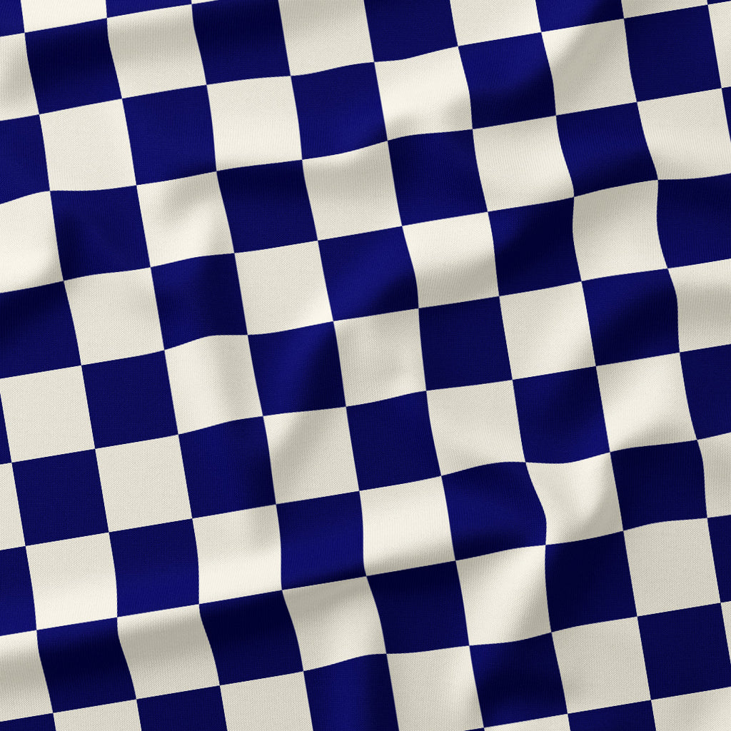 Check 2in Dark Blue and Cream Fabric