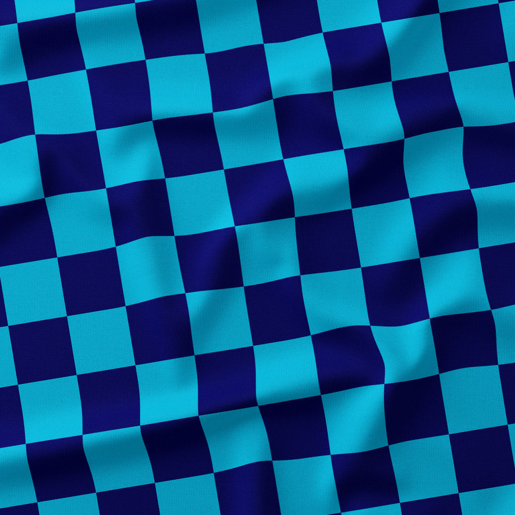 Check 2in Dark Blue and Aqua Fabric