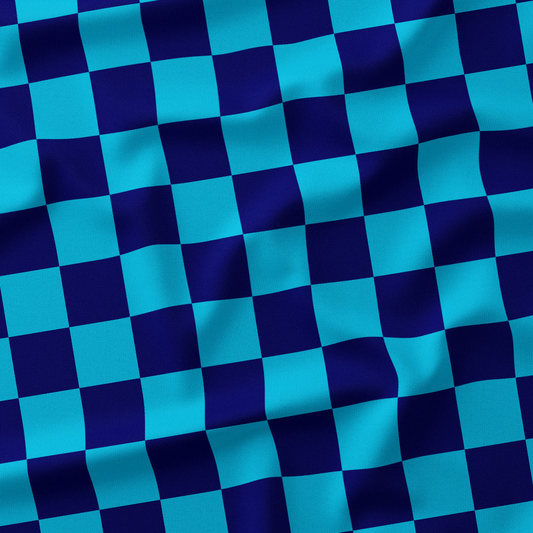 Check 2in Dark Blue and Aqua Fabric