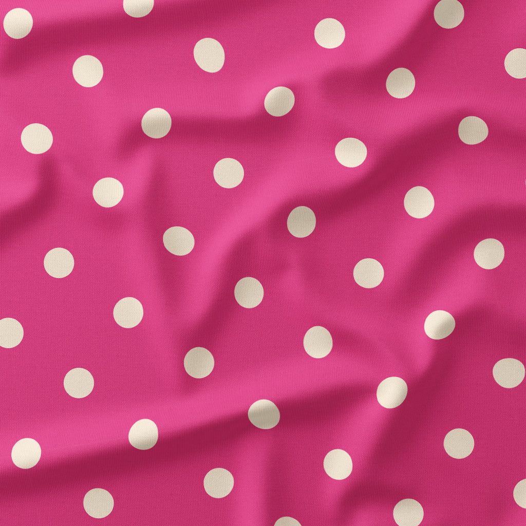 Polka Dot 1in Cream and Dark Pink Fabric