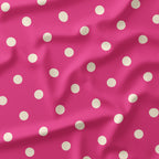 Polka Dot 1in Cream and Dark Pink Fabric