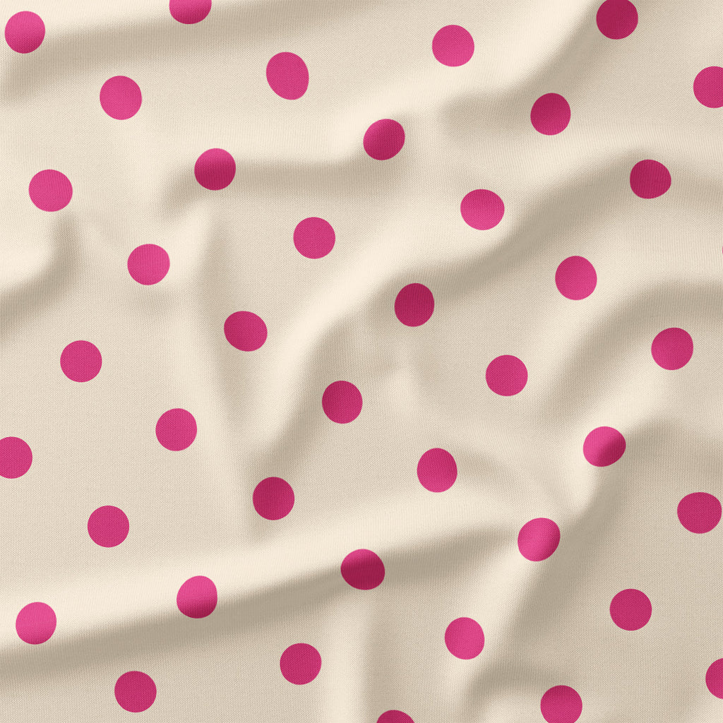 Polka Dot 1in Dark Pink and Cream Fabric
