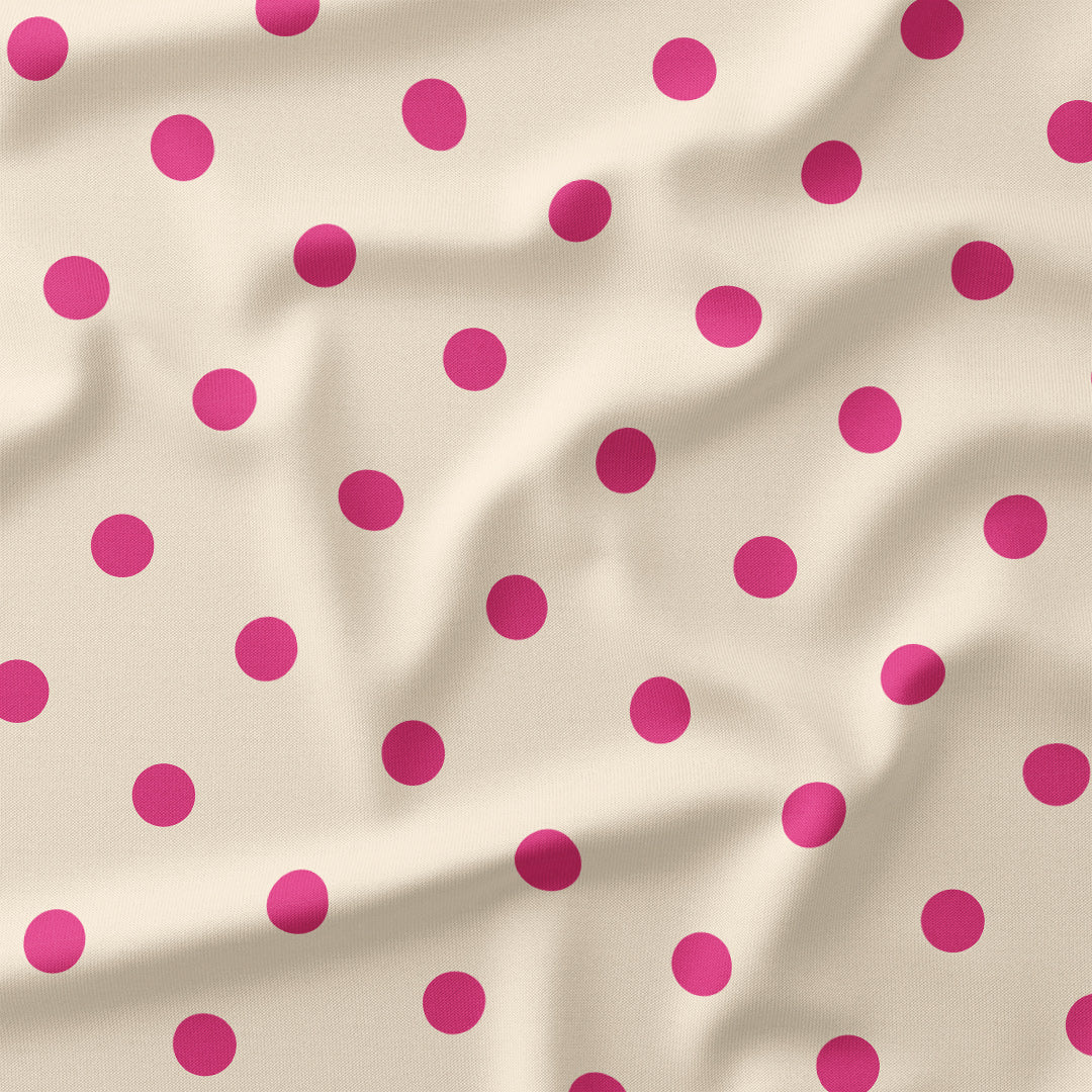 Polka Dot 1in Dark Pink and Cream Fabric