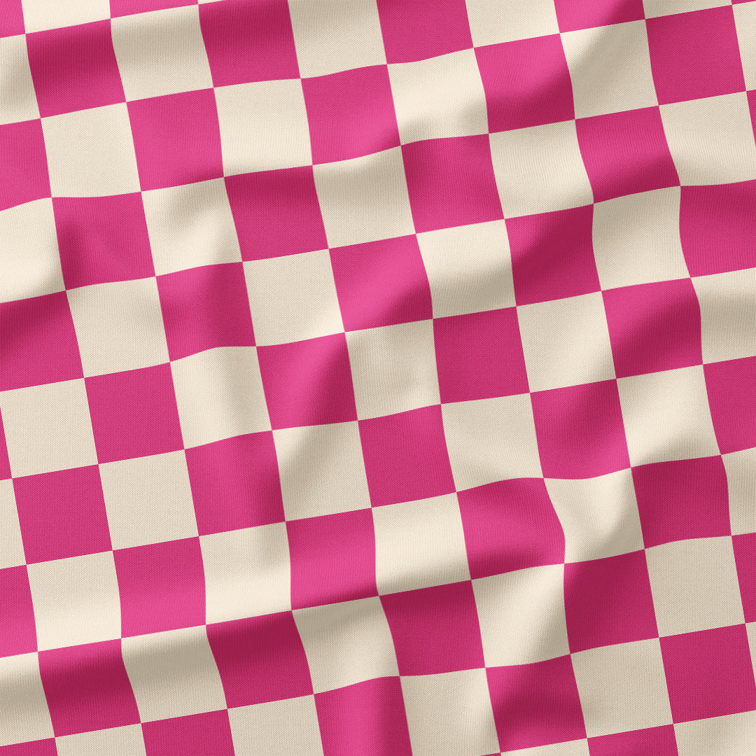 Check 2in Dark Pink and Cream Fabric