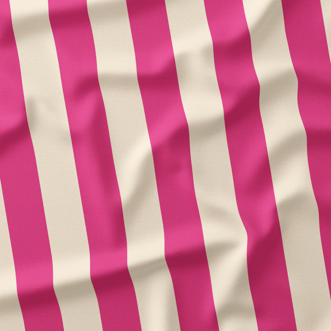 Stripe 2in Dark Pink and Cream Fabric