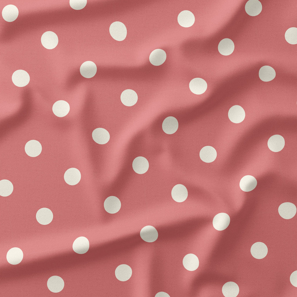 Polka Dot 1in Cream and Salmon Fabric