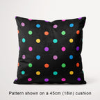 Polka Dot 1in Muted Rainbow and Black Fabric