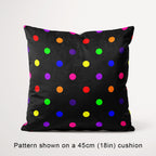 Polka Dot 1in Rainbow and Black Fabric
