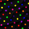 Polka Dot 1in Rainbow and Black Fabric