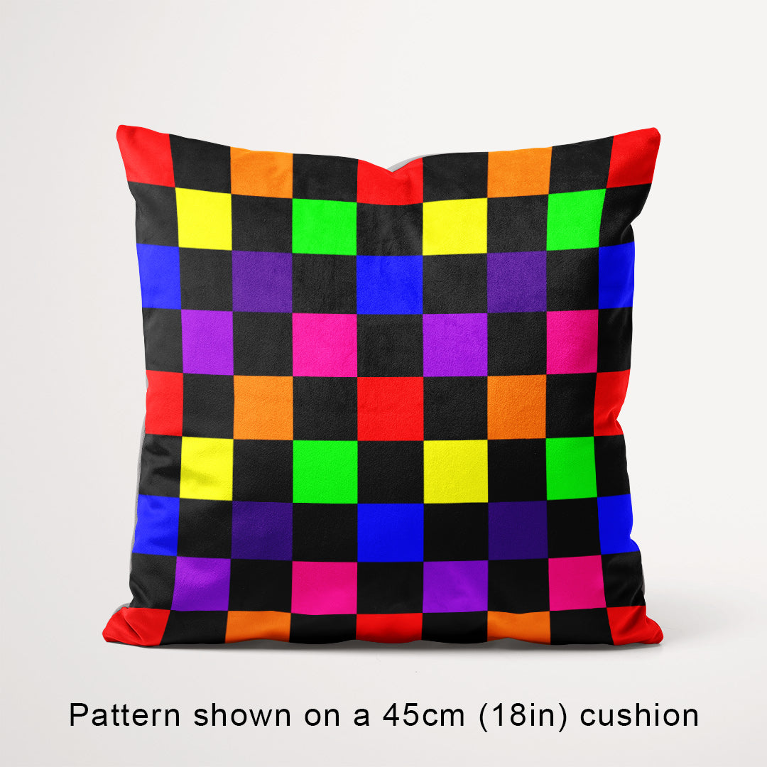 Check 2in Rainbow and Black Fabric