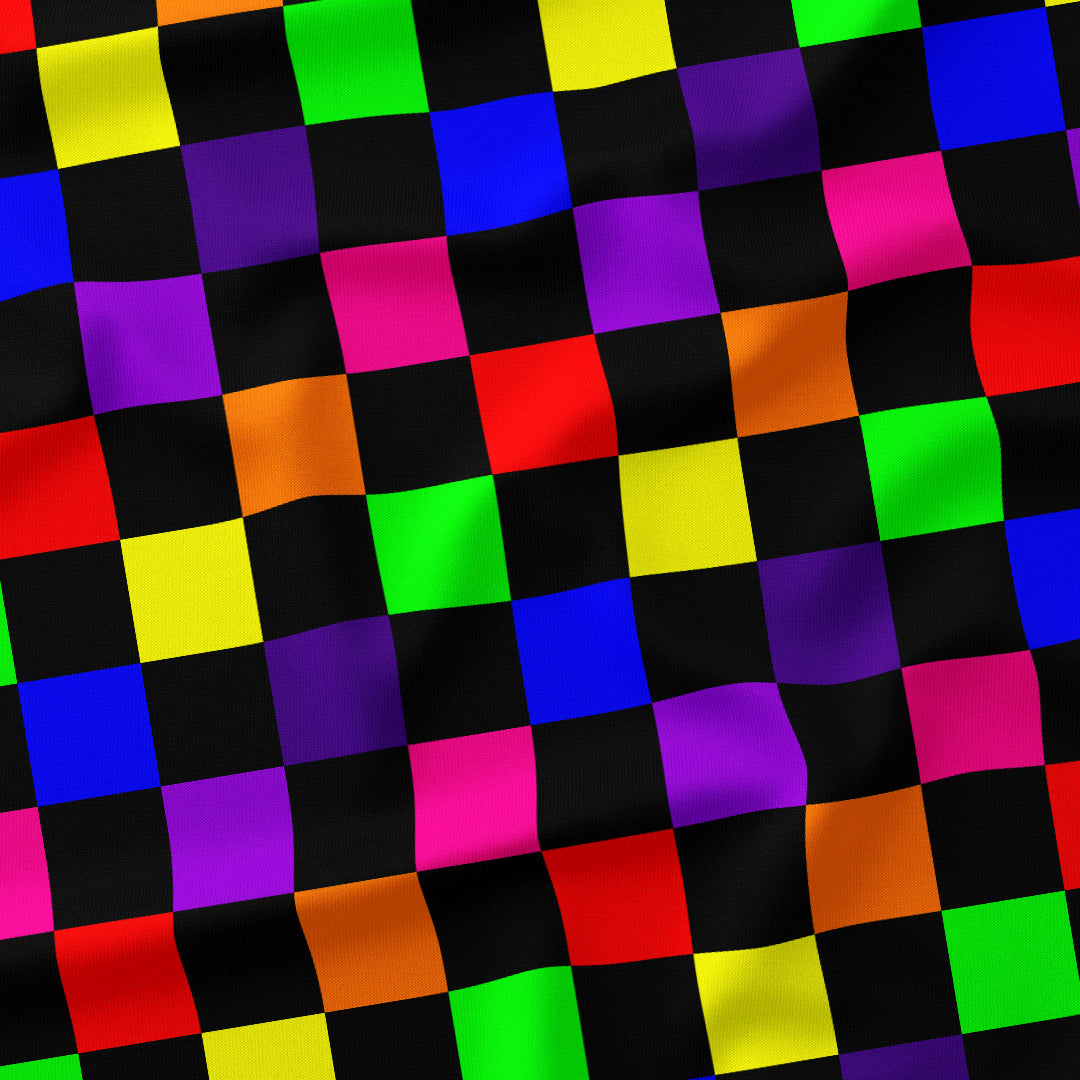 Check 2in Rainbow and Black Fabric