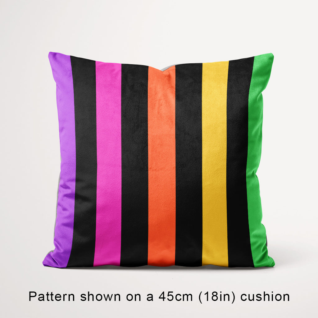 Stripe 2in Muted Rainbow and Black Fabric