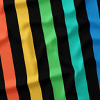 Stripe 2in Muted Rainbow and Black Fabric