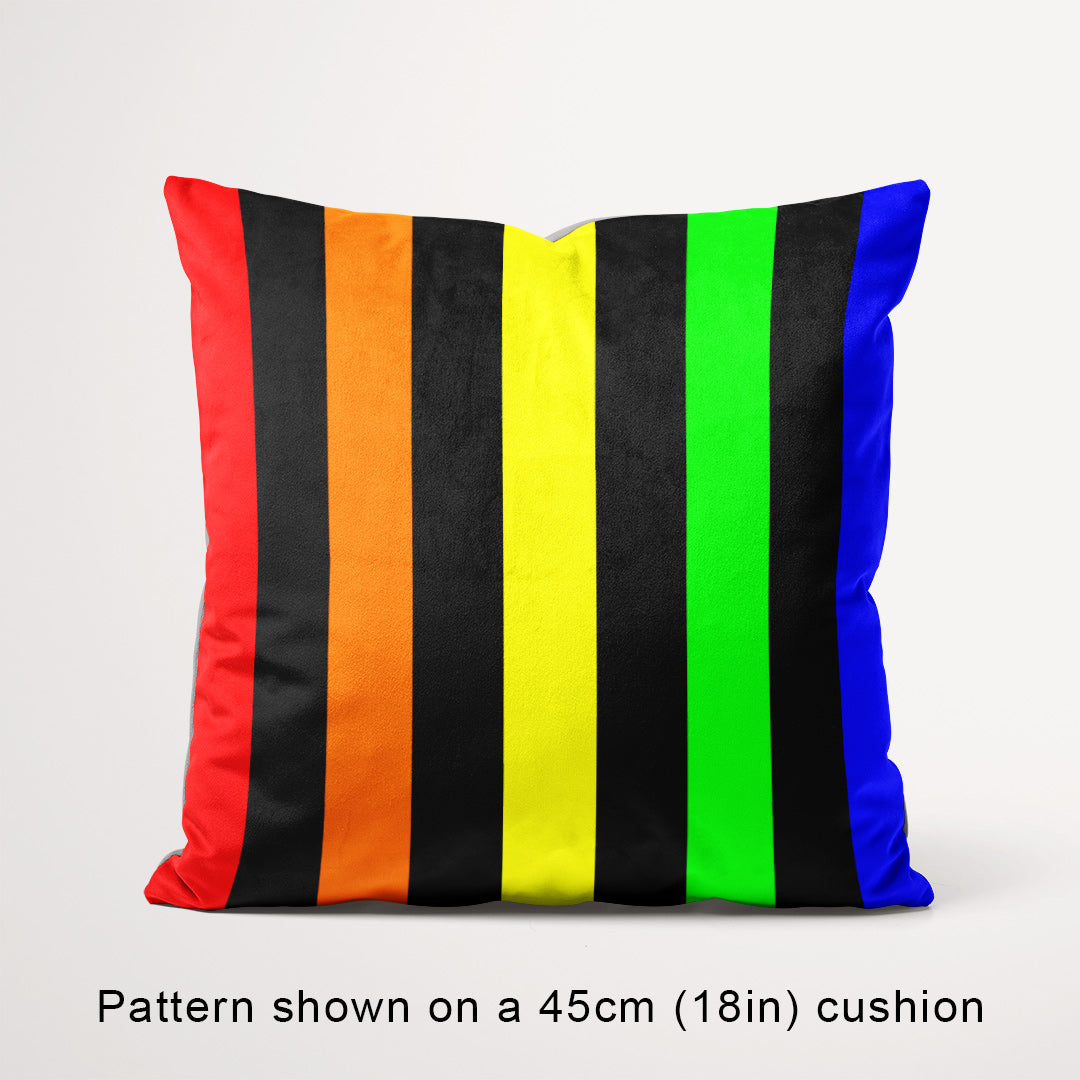 Stripe 2in Rainbow and Black Fabric