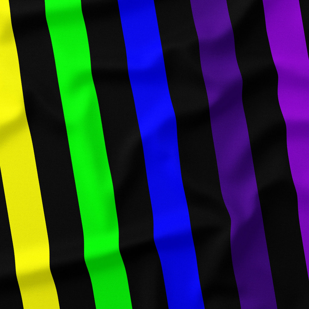 Stripe 2in Rainbow and Black Fabric