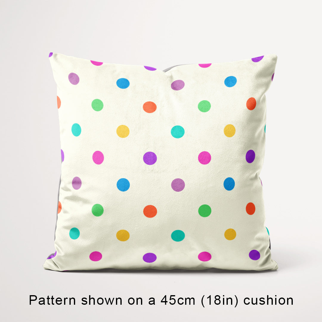 Polka Dot 1in Muted Rainbow and Cream Fabric